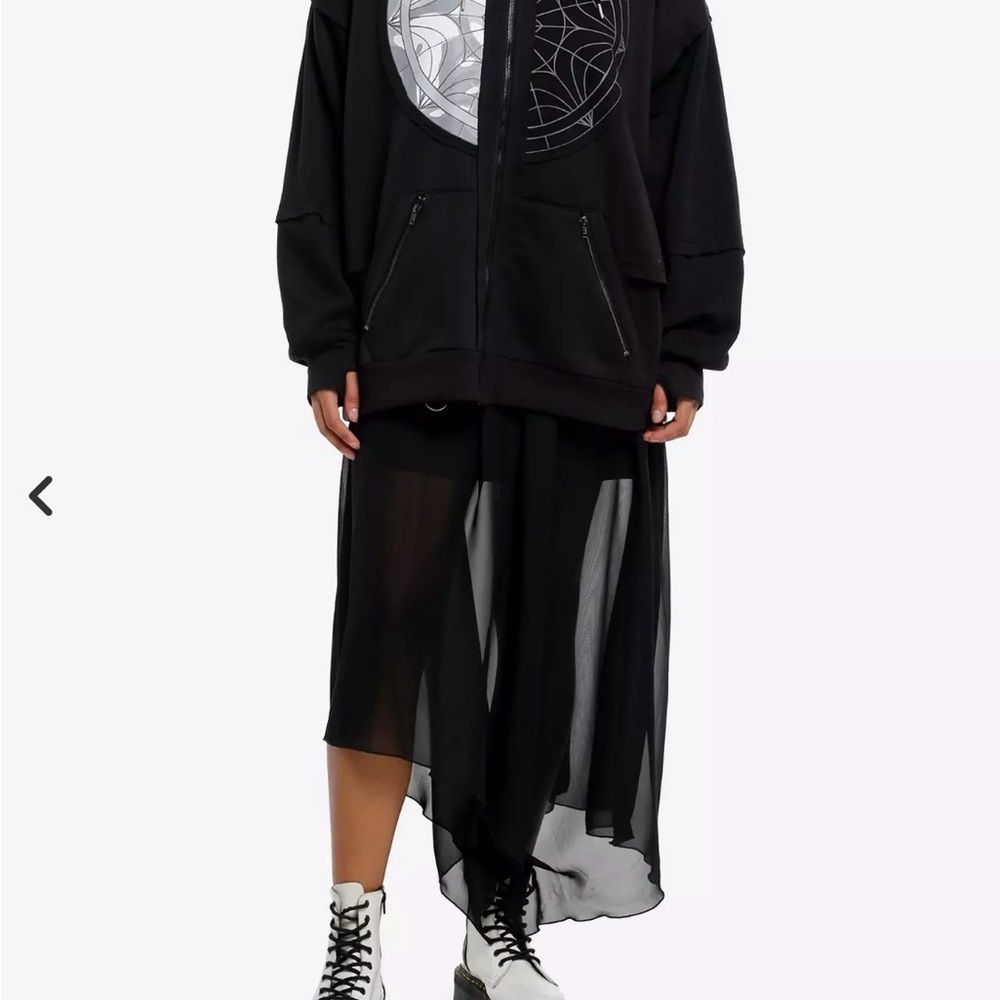 Wednesday Split Window oversized black Hoodie swe… - image 3